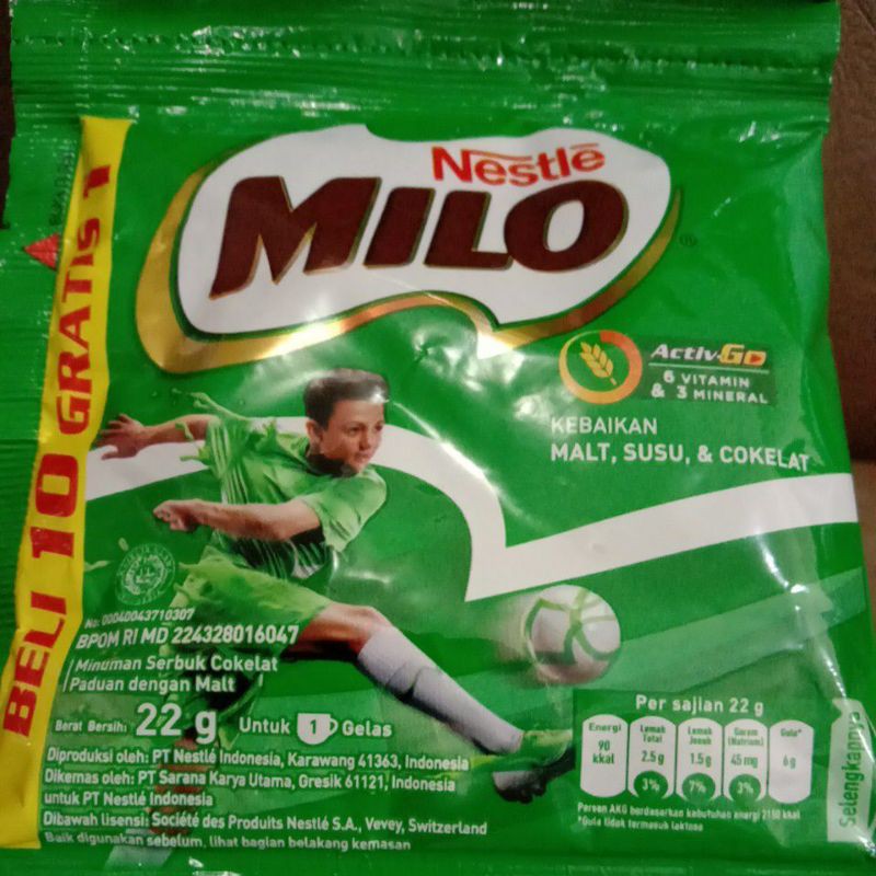 

Milo ActivGo 22gram 10pcs / Milo renteng 22g / Milo saset