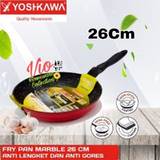 Yoshikawa Penggorengan Teplon Keramik Marble 26cm Anti Lengket | Wajan Teflon (XJFY26001) Fry Pan