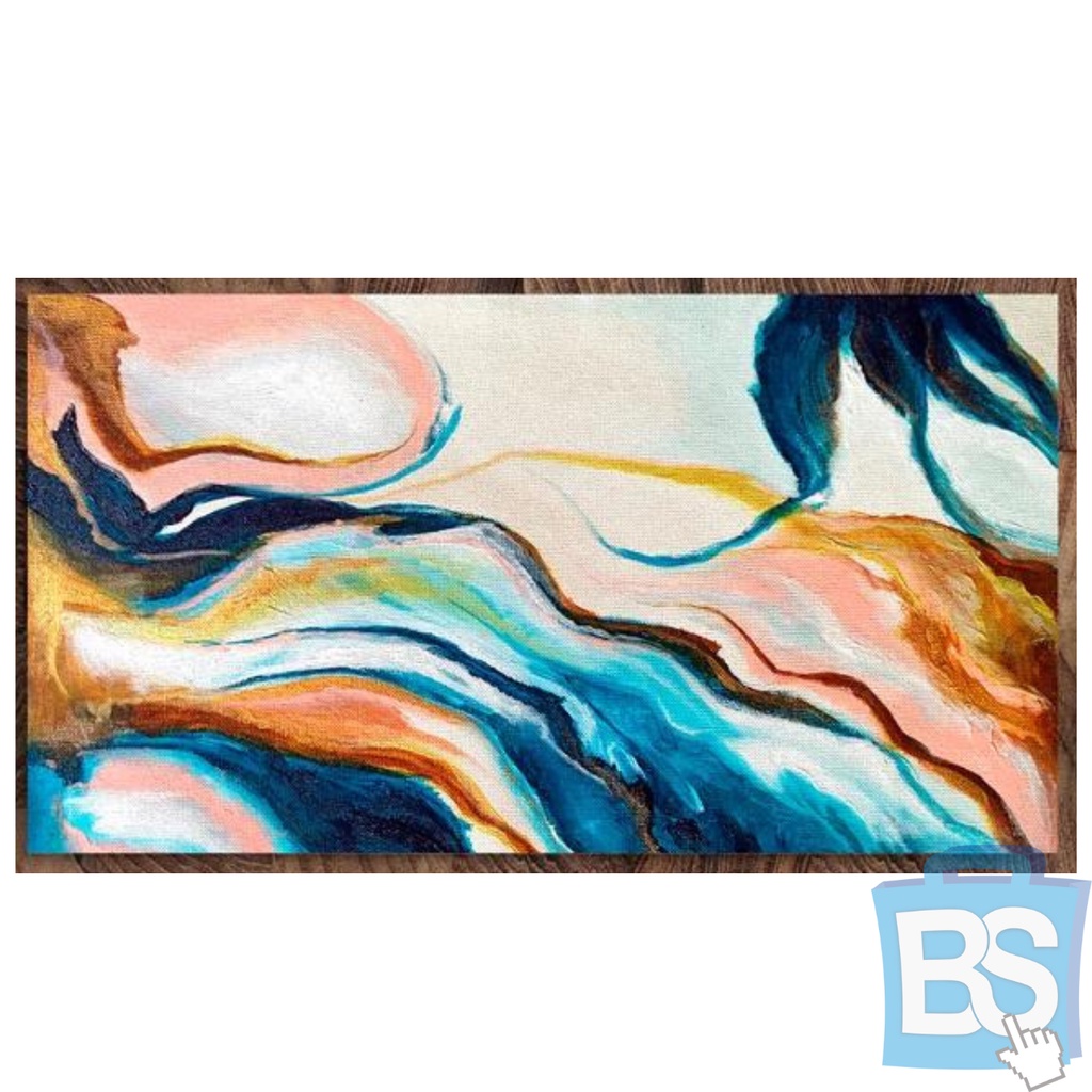 LUKISAN ABSTRAK MARMER WARNA WARNI LATAR PUTIH ABSTRAK BISA CUSTOM KAIN KANVAS TERBAIK MARSOTO CAT A