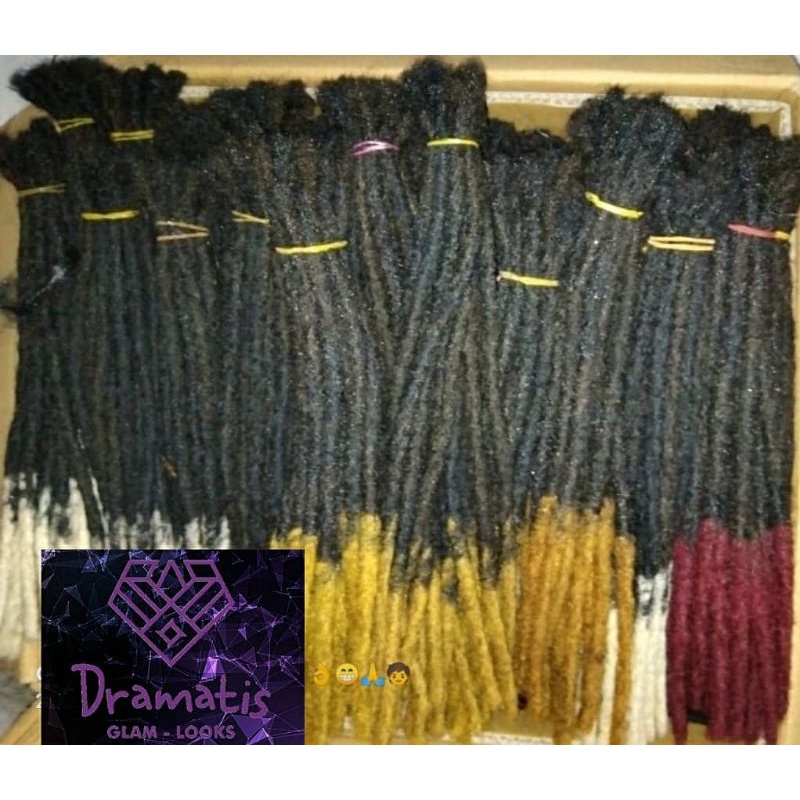 Rambut Gimbal Ombre Mix 2 Warna,Ukuran 35 Cm Isi 12 Helai/Pcs/1 Lusin