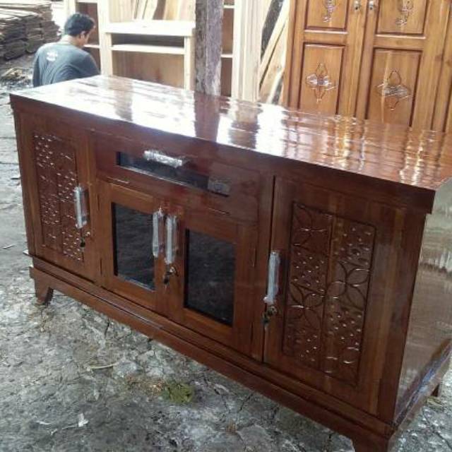 Bufet Kayu Jati Diswar Meja tv