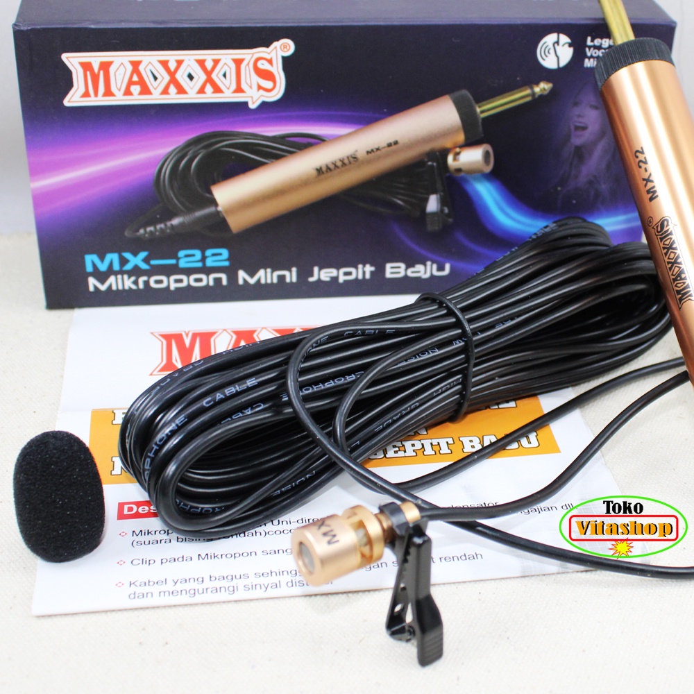 MIC KANCING MAXXIS MX-22 MIK CLIP ON MICROPHONE JEPIT KABEL 10 METER MIKROPON CONDENSOR