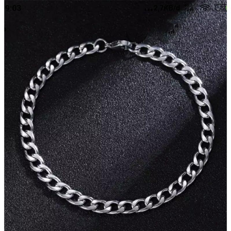 GELANG TITANIUM RANTAI RONGGA PRIA WANITA STAINLEES STEEL TERLARIS ANTI KARAT DAN TIDAK MUDAH LUNTUR