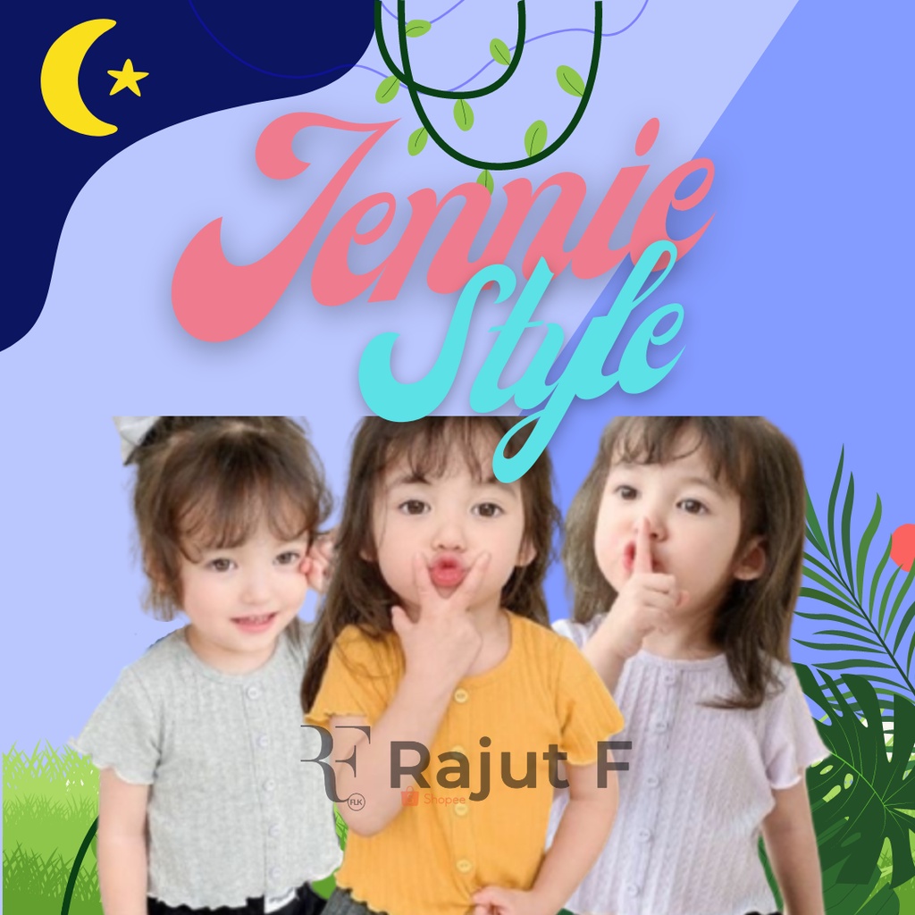 Baju rajut Kancing Anak Perempuan Gaya Korea Lengan Pendek JENNIE STYLE !!!  1-5th ( RAJUT F )