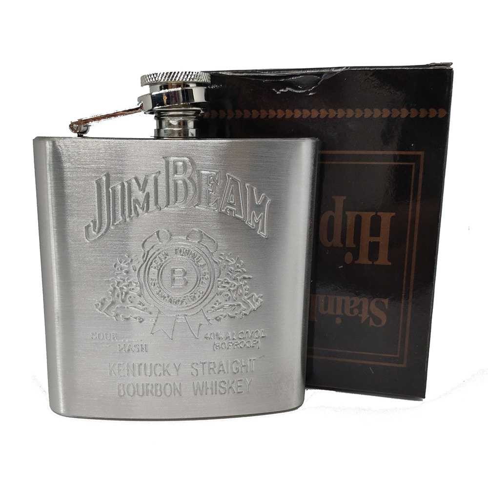 Terlariss !! Jim Beam Botol Minum Wine Whiskey Hip Flask 7oz - F0212