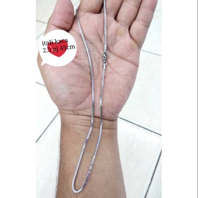Kalung titanium italy kaca pj 45cm silver