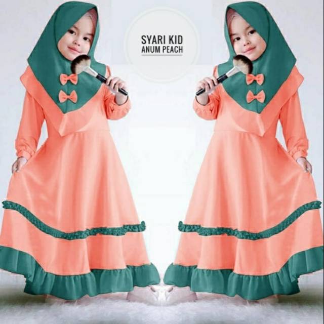 (SET) SYAR'I KID ANUM PEACH YM/GAMIS ANAK