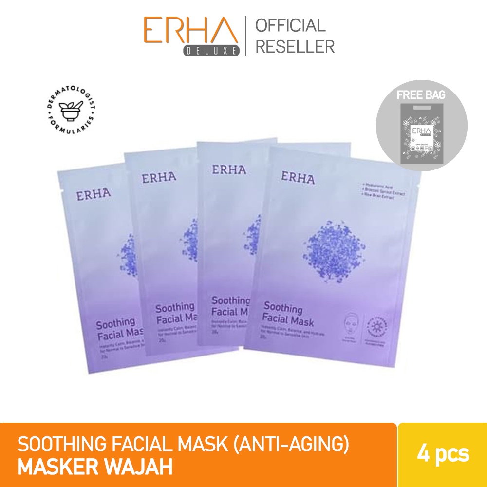 ERHA Masker Wajah Sensitif - Soothing Facial Mask 4 pcs / BPOM