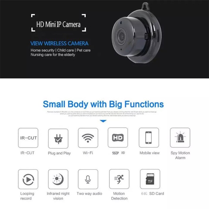 KAMERA PENGINTAI KECIL CCTV MINI WIFI TERSEMBUNYI V380 SPY CAM IP HIDDEN CAMERA OUTDOOR TERHUBUNG HP WIRELESS MICRO SD MATA2 PENGINTIP ALAT KEAMANAN SECURITY JS138