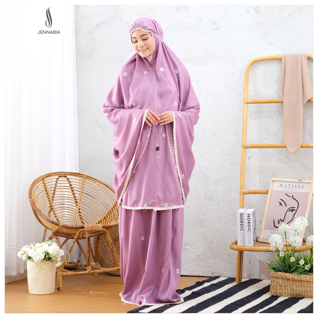 JENNABIA - Mukena Dewasa Rayon Premium Bordir Cantik Floral Daisy