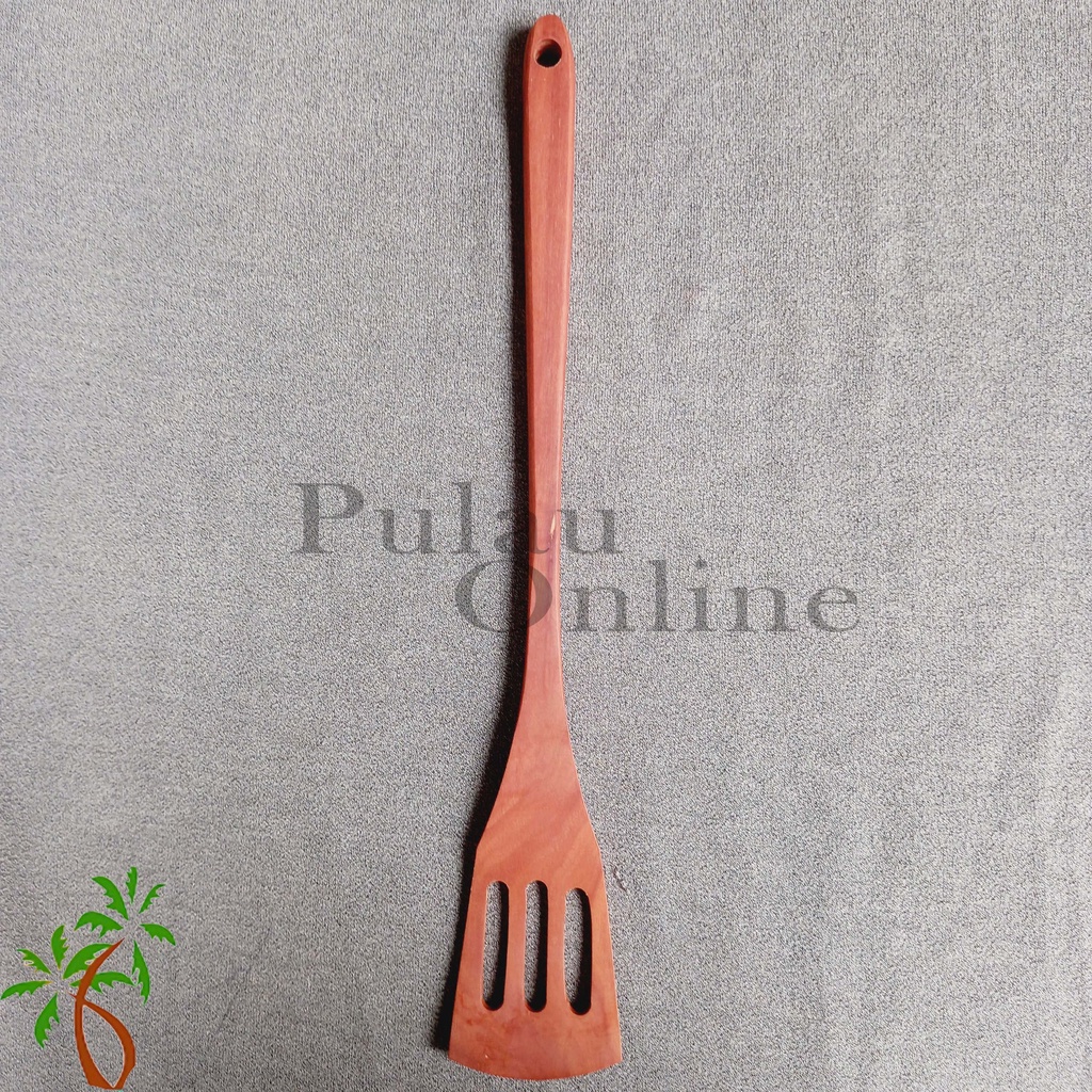 Spatula Kayu Lobang 3  35 cm - Sutil Kayu Goreng - Pulau Online