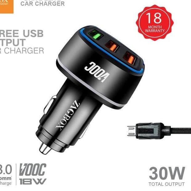☇ Car Charger Quick Charge 3.0 / VOOC ZAGBOX 3 Usb + 2.4A - 30W V-277 ❀