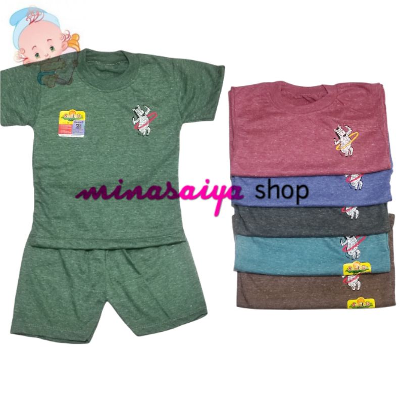 SAMLEO Setelan Oblong Bayi SNI Lengan Pendek Polos Warna Uk. M - XL