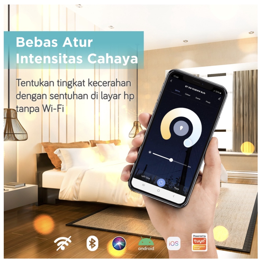 [EXCLUSIVE] BARDI Smart Lampu BLUETOOTH BT 9W RGBWW Beacon Bulb Lampu Tidur Kerja Hias Tanpa Wifi GARANSI RESMI