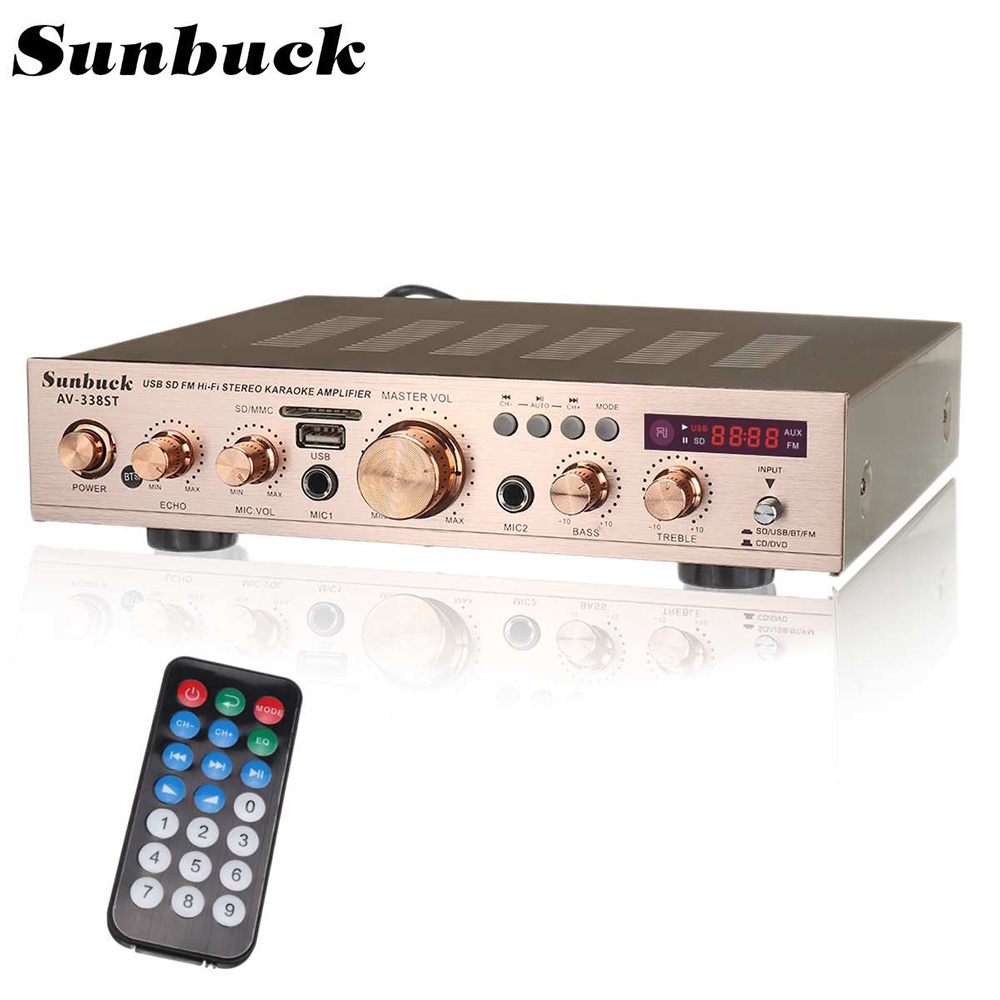 Sunbuck Audio Amplifier Bluetooth EQ Karaoke Home Theater FM Radio 2000W - AV-338ST - Black