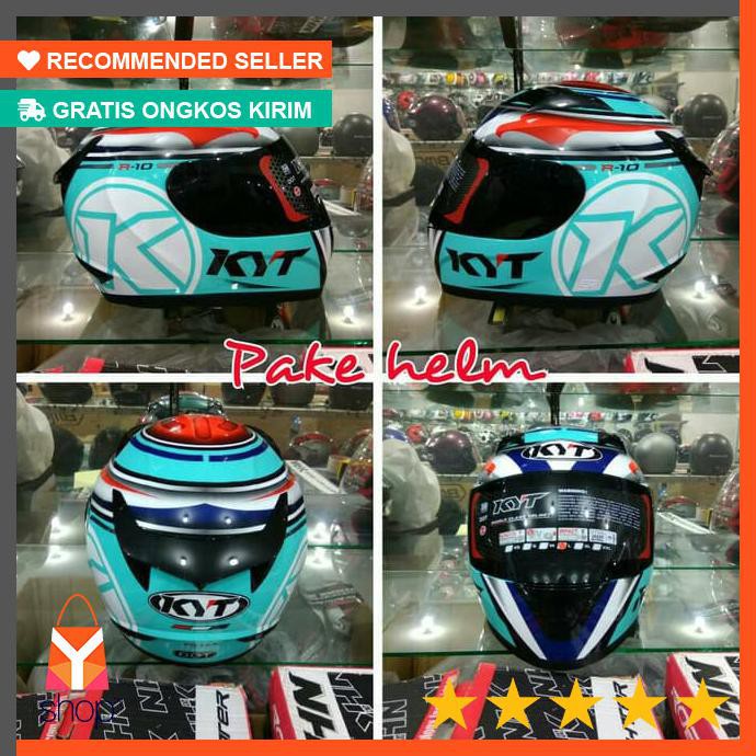 TERPOPULER  HELM KYT FULL FACE HELM KYT R10 AQUA BLUE