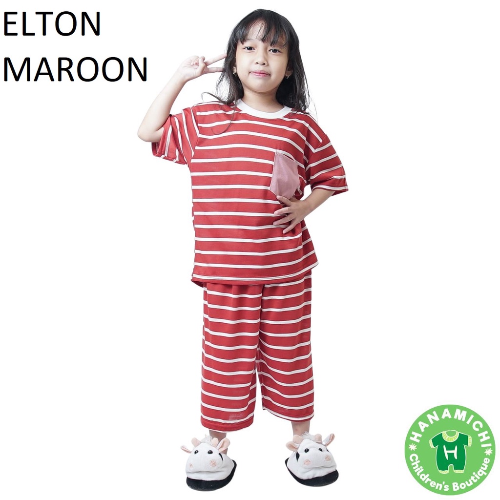 Hanamichi ELTON Setelan Baju Tidur Anak Lengan Pendek Celana 3/4