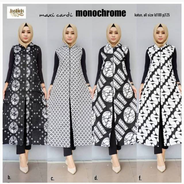 MAXI CARDI MONOCROME LONG OUTER BATIK SERAGAMAN BOLERO MONOCROME OUTER SERAGAM KANTOR