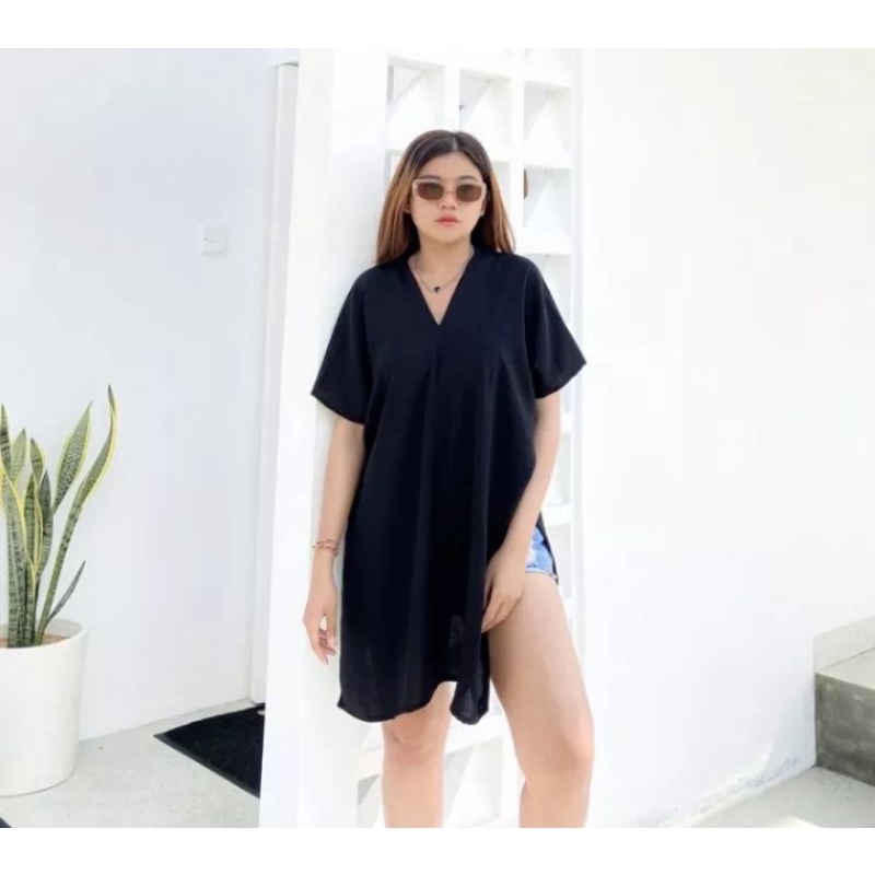 Atasan blouse Nagita Long Square bahan crinkle air flow