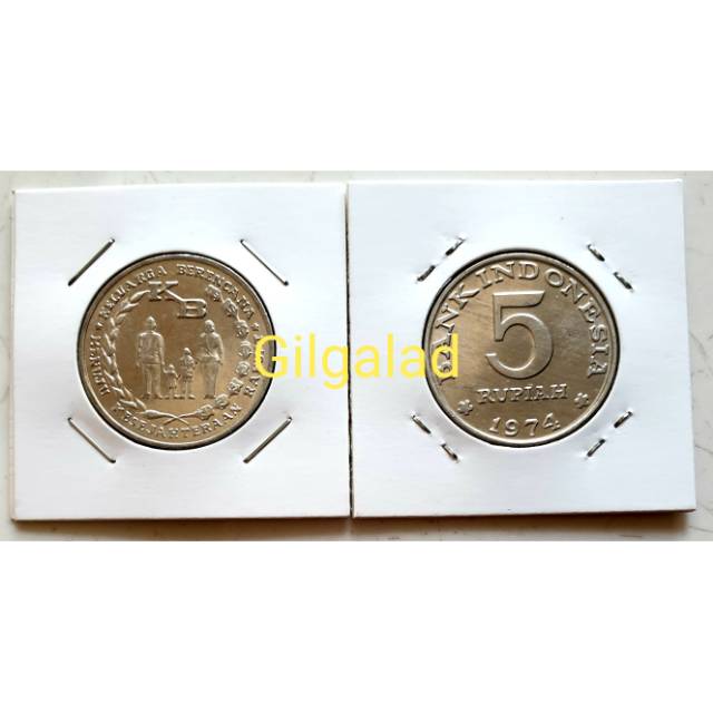 KOIN KOLEKSI 5 RUPIAH KB BESAR 1974 KINCLONG KOIN KUNO
