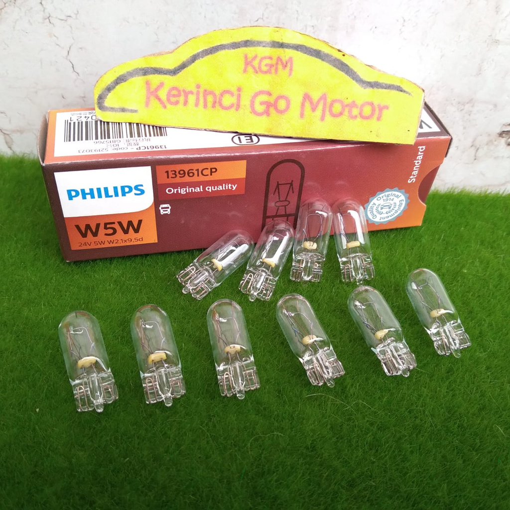 BOHLAM PHILIPS W5W 24V 13961CP - LAMPU SENJA SEN T10 TANCAP PHILIP 24V