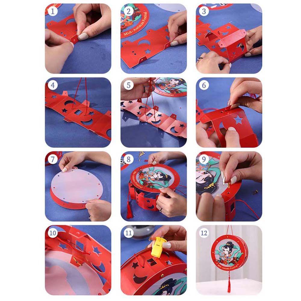 [Elegan] Diy Lampion Imlek Mid-autumn Festival Dekorasi Bunny Lantern Proyeksi Stereo Kertas Kertas Lampu Kelinci Lentera Anak Bunga Dan Lentera Bunga Cahaya Lampu