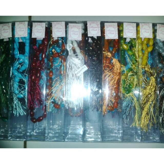 Souvenir tasbih batu besar + mika + kartu ucapan souvenir pernikahan