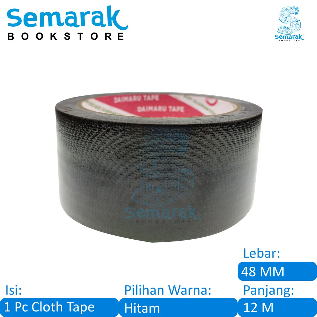 

Lakban Kain Daimaru Cloth Tape 48 MM X 12 M - Hitam [1 Roll]