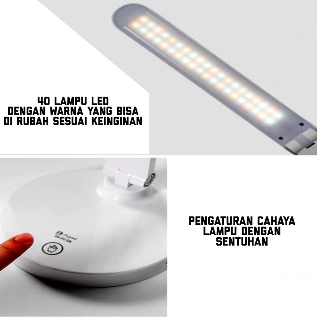 Lampu Meja Belajar Desk Lamp LED Warm White Kuning Putih Dekorasi Ruang Ruangan Kantor 3 in 1 1872