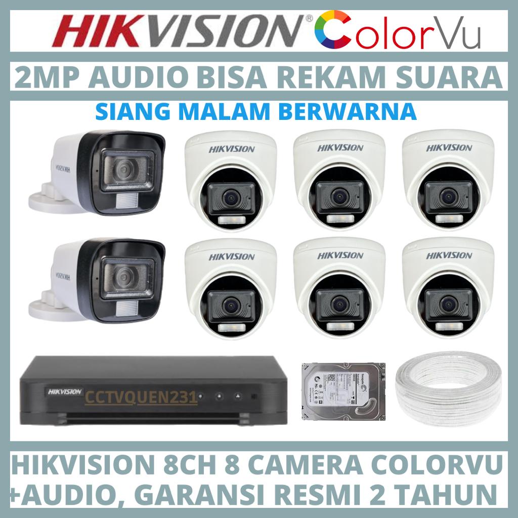 PAKET CCTV HIKVISION COLORVU 2MP 8 CHANNEL 8 CAMERA COLORFUL TURBO HD KAMERA CCTV