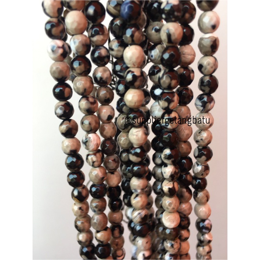 batu dalmantion agate FACETED BEADS 6mm cutting bahan gelang kalung craft aksesoris supplier grosir