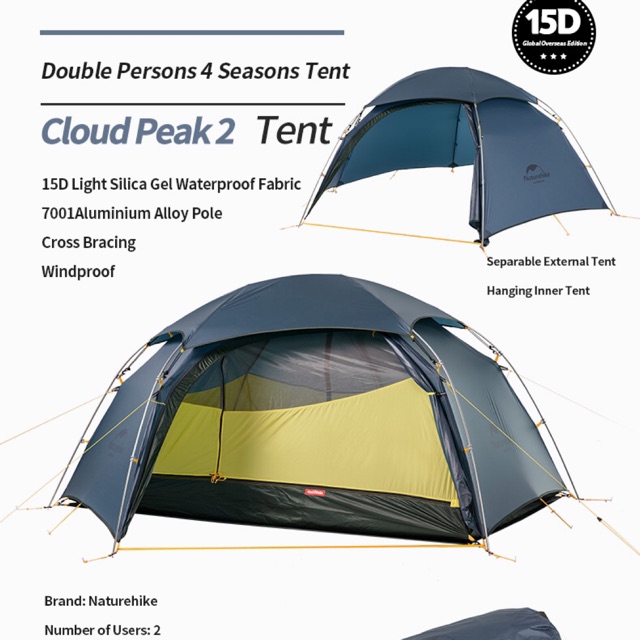 TENDA CLOUD PEAK 2 15D NATUREHIKE NH19K240