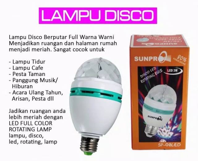 LAMPU DISKO PUTAR FULL COLOUR - DISCO LAMP PARTY DUGEM DISKOTIK WARNA WARNI