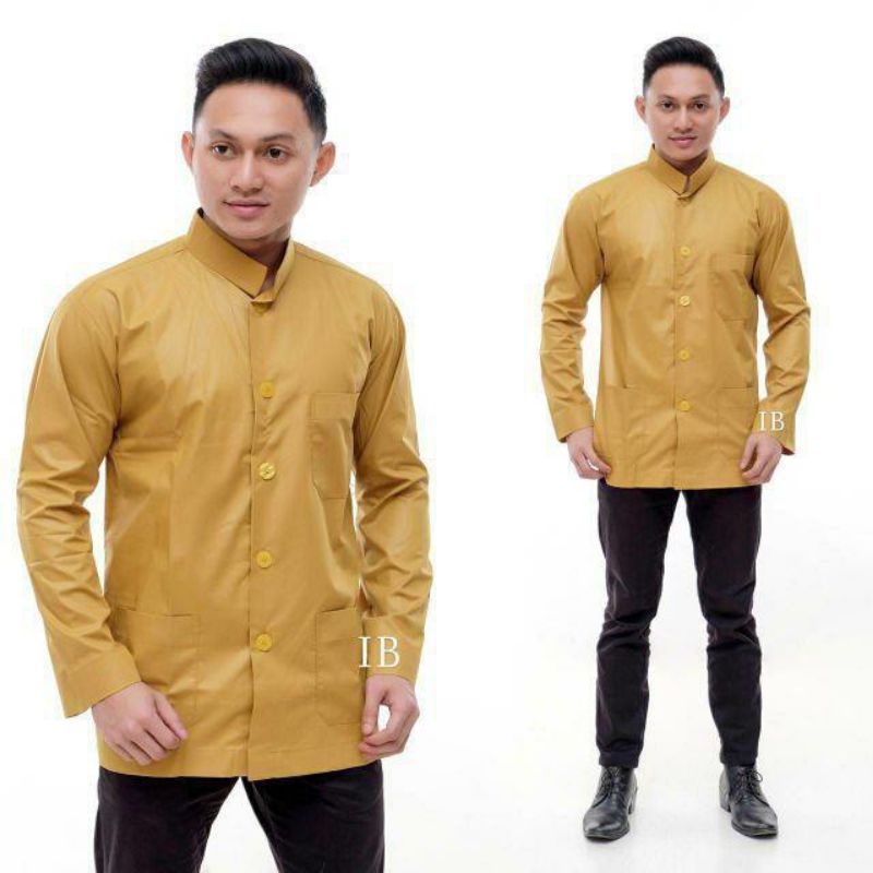 BAJU KOKO AMMU merek Oemar terlaris haibah ammu atasan pria baju  koko pria habaib kiyai para ust-Kuning