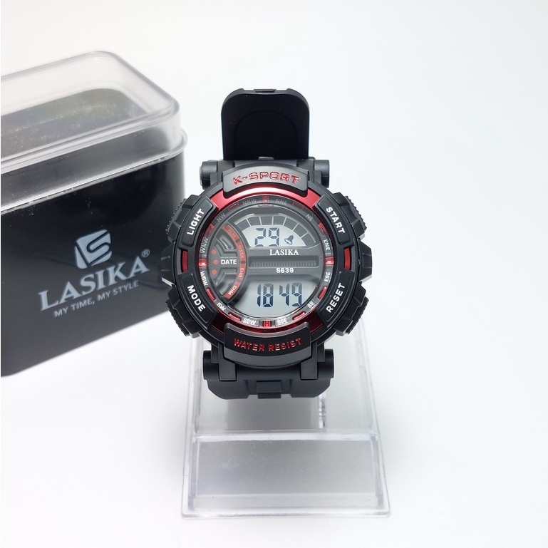 SALE Jam Tangan Hitam Bulat Strap Rubber Sporty Casual Water Resist 639 LASIKA