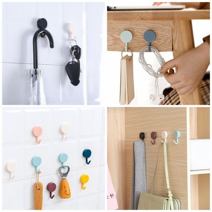 Gantungan Hook Tempel Dinding Kuat Serbaguna Bulat Dapur Baju HK1
