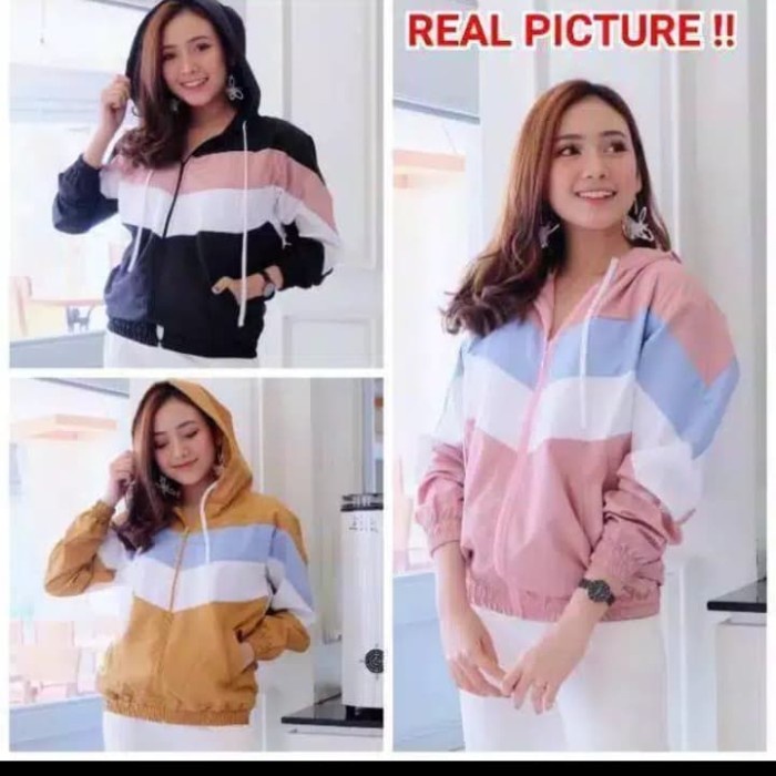 Jaket Wanita jaket lumino wanita parasut import tebal - Merah Muda(L5X6) Jaket Wanita Oversize BISA 