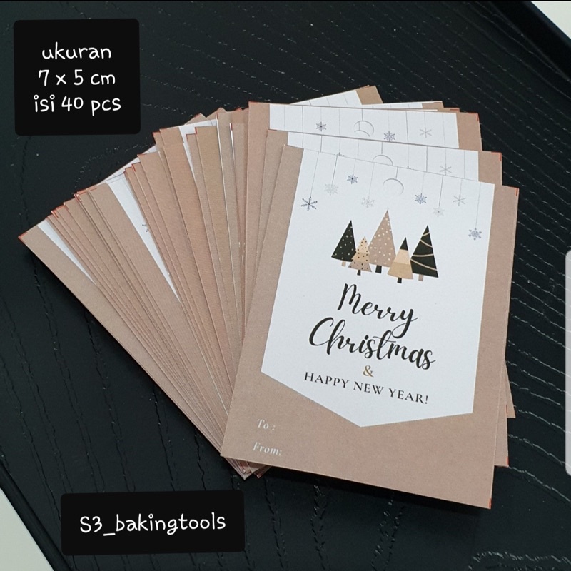 

Hang tag hampers card natal christmas tree brown isi 40 pcs