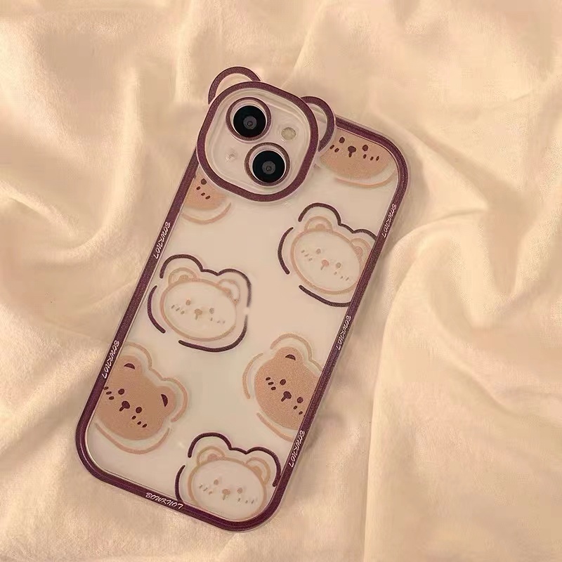 Soft Case Silikon TPU Transparan Motif Beruang Untuk IPhone 13 12 Mini 11 10 Pro XS Max X XR 8 7 6 6S Plus SE 2020