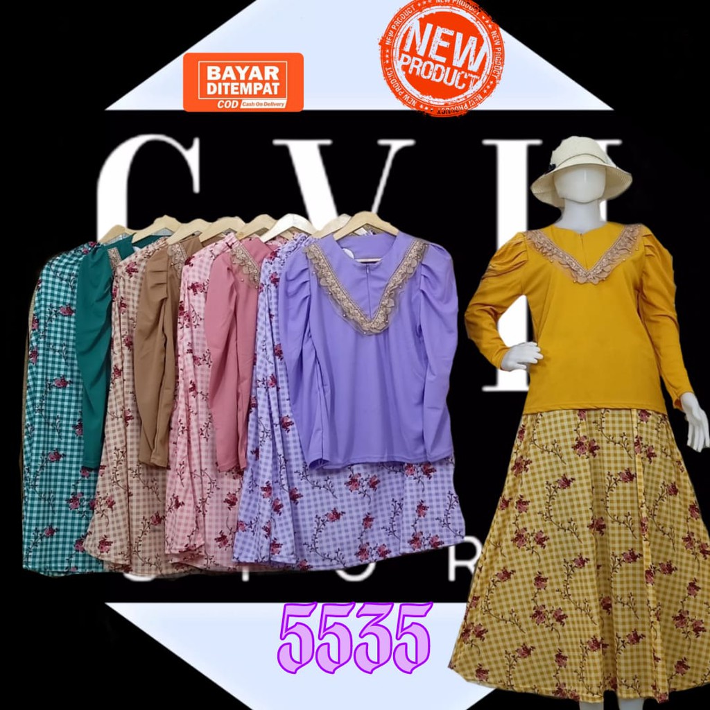 SETELAN ROK BUSUI BAHAN VOXY MOTIF BUNGA [COD][5535][FASHIONMUSLIM]