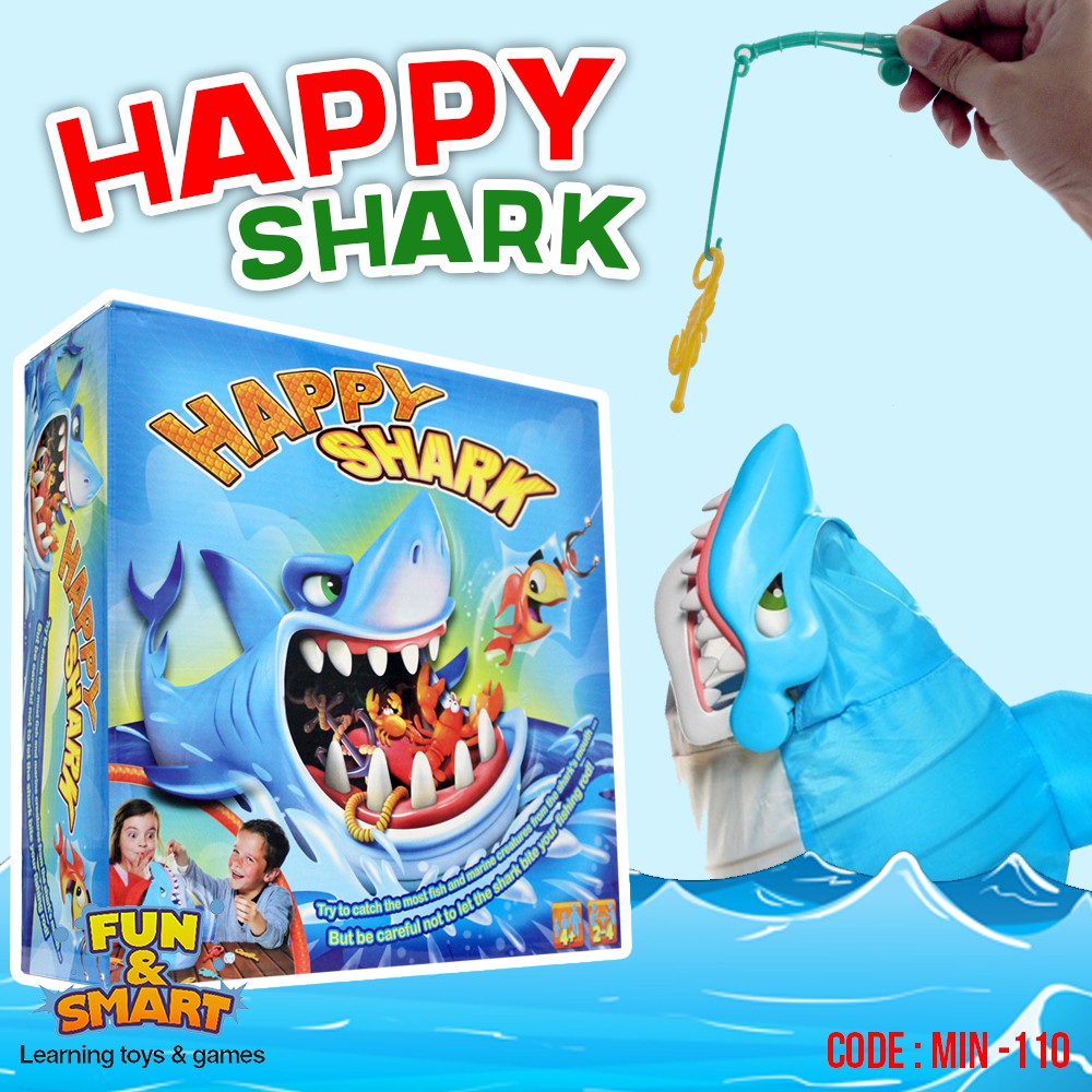 Mainan Edukasi Anak Ikan Hiu Memancing Binatang Laut Happy Shark Fishing Fish Meningkatkan Imajinasi Melatih Ketangkasan dan Konsentrasi Anak Seru Alat Pancing Bergerak Dadu Sticker