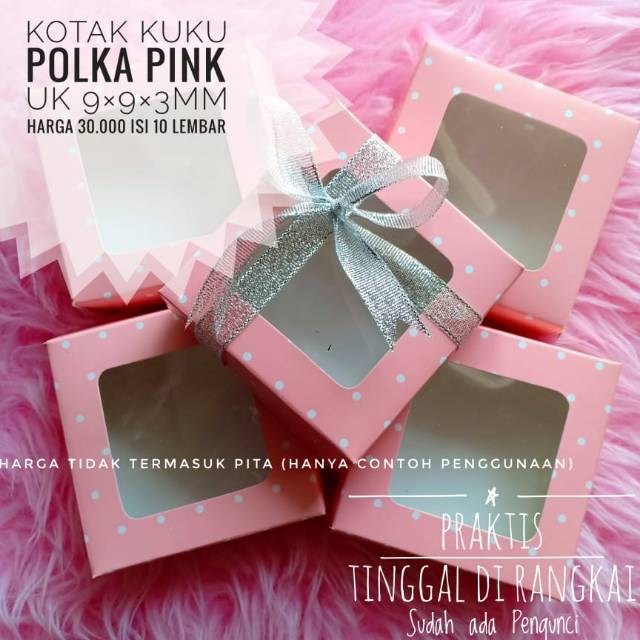 

Dus / box Polka 9.9.3cm untuk kuku palsu tasbih digital