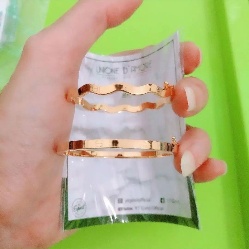 Gelang bangle cartierr anak gelombang dan polos YT kadar 375 8K