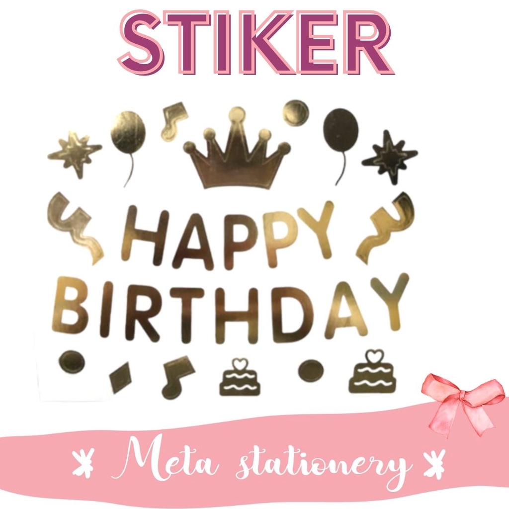 Stiker Tulisan Happy Birthday Untuk Dekorasi Balon