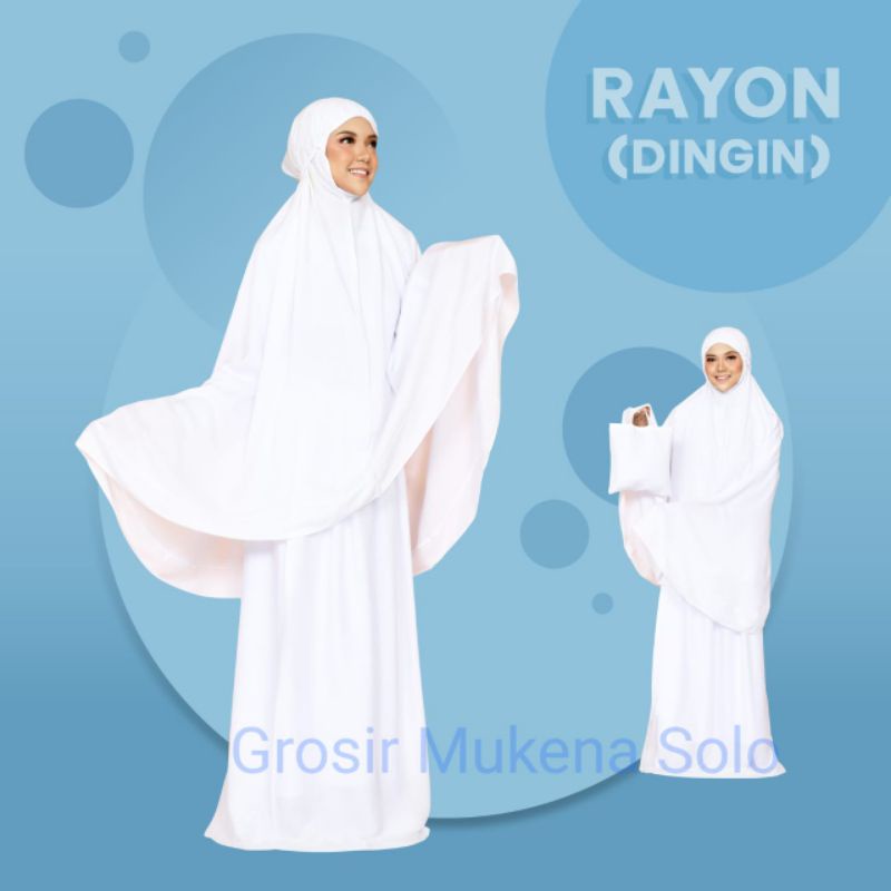 Mukena Dewasa Putih Polos Katun Rayon // Mukena Pesantren