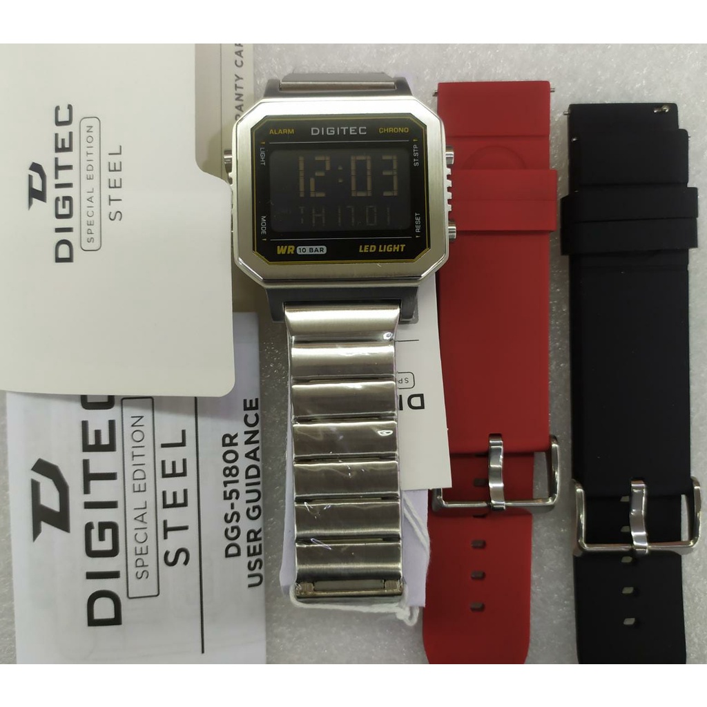 Jam Tangan Digitec Extra Straps DGS5180R DGS-5180R -BK-4 Original Murah