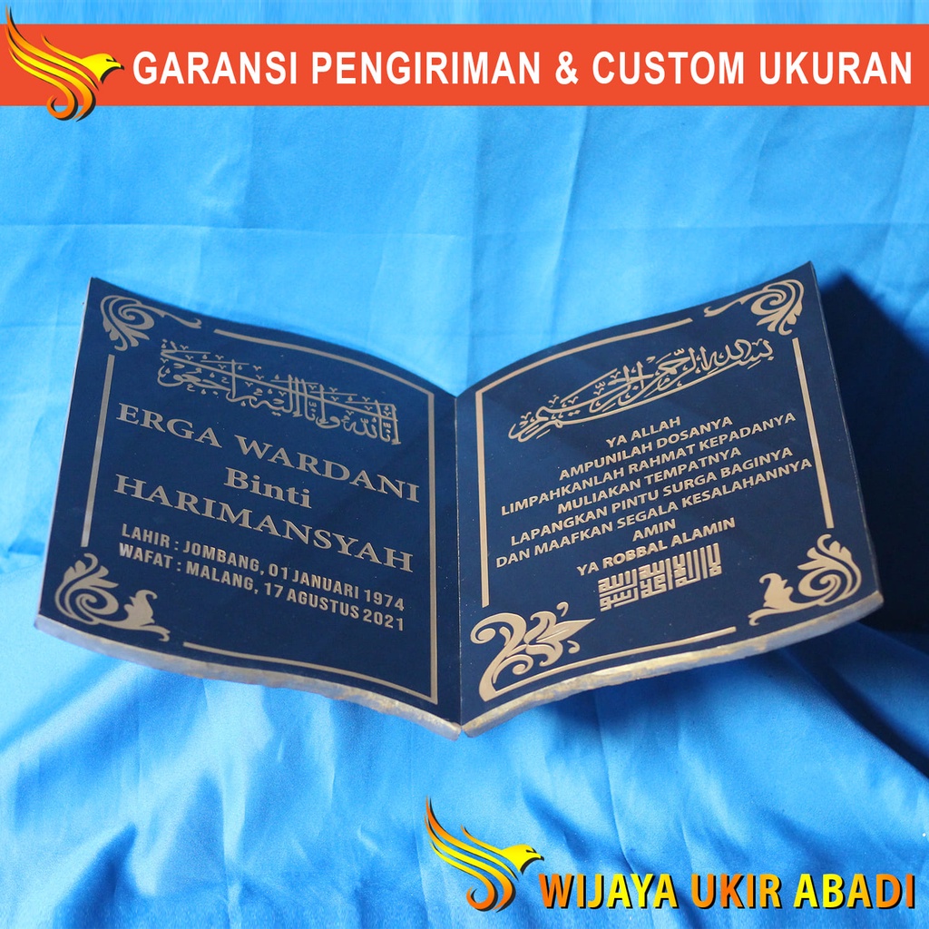 Prasasti Tulisan Ukir Nama Batu Nisan Model Bentuk Buku Granit Makam Kuburan L55