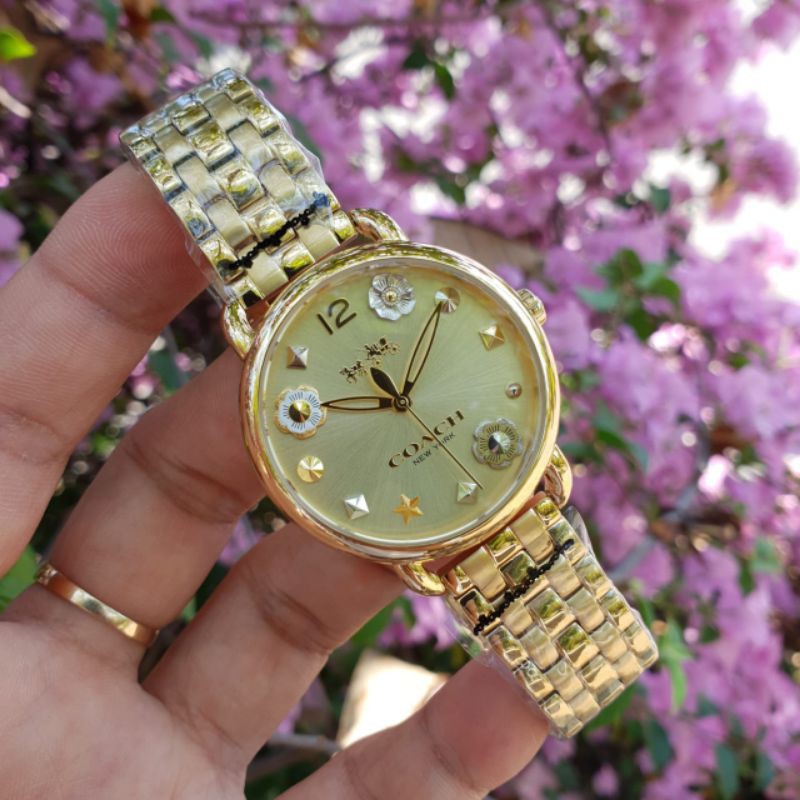 jam tangan wanita original coach stainless gold