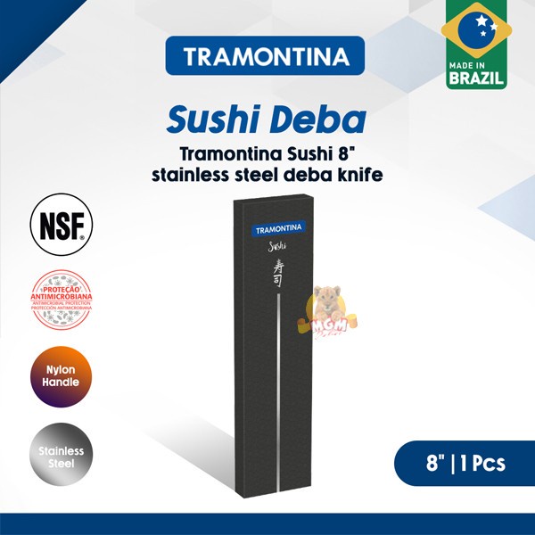 Tramontina Deba 8in Silver pisau sushi line japan precision knife