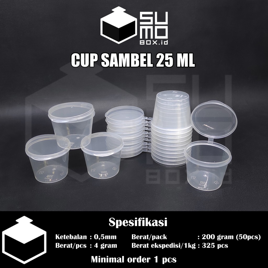 Cup Saus Klip 25ml / Wadah Plastik Saos Sambal Mayonaise / Thinwall Kontainer 25 ml Mini Anti Bocor